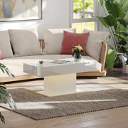 Extendable Coffee Table with LED Lighting and Hidden Storage for Living Room High Gloss White AOSOM