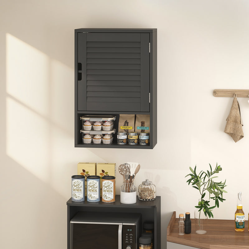 Wall Mounted Bathroom Cabinet With Adjustable Shelves Ideal For Compact Spaces Black AOSOM