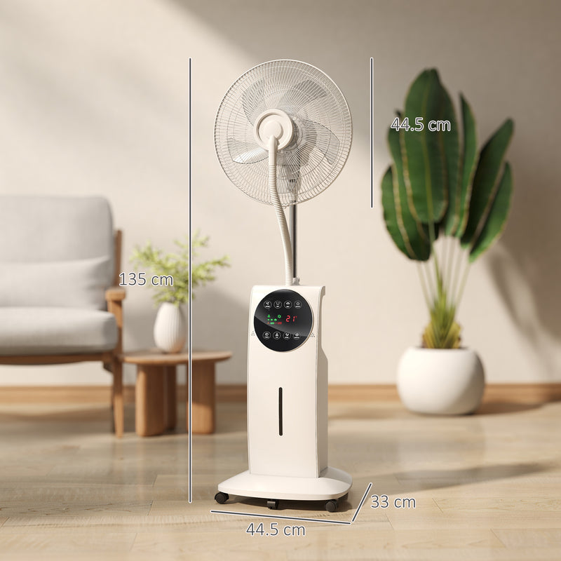 Standing Fan With Misting System and Remote Control for Cool Bug-Free Home White AOSOM