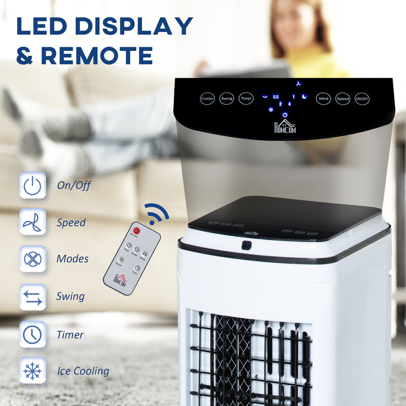 3 in 1 Portable Air Cooler with Timer Remote and 4L Water Tank for Home Use, White
