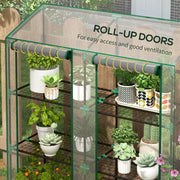 Mini Lean To Greenhouse with Three Shelves Ideal for Small Gardens and Balconies Green
