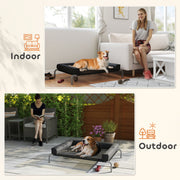 Raised Pet Bed for Medium Dogs or Cats with Cooling Mesh and Support Pillow Black AOSOM