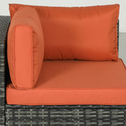 Four Piece Rattan Sofa Set with Cushions in Orange and Grey by Outsunny