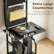 Tall Media Stand for Organising Vinyl Records and CDs with Space Saving Vertical Design Black Homcom
