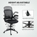 Black Mesh Drafting Chair with Flip-up Armrests and Foot Ring for Standing Desk by Vinsetto