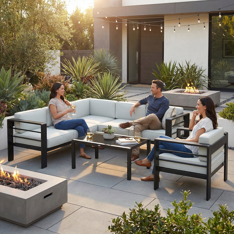 Aluminium Garden Furniture Set with Cushions for Modern & Comfortable Outdoor Seating Light Grey