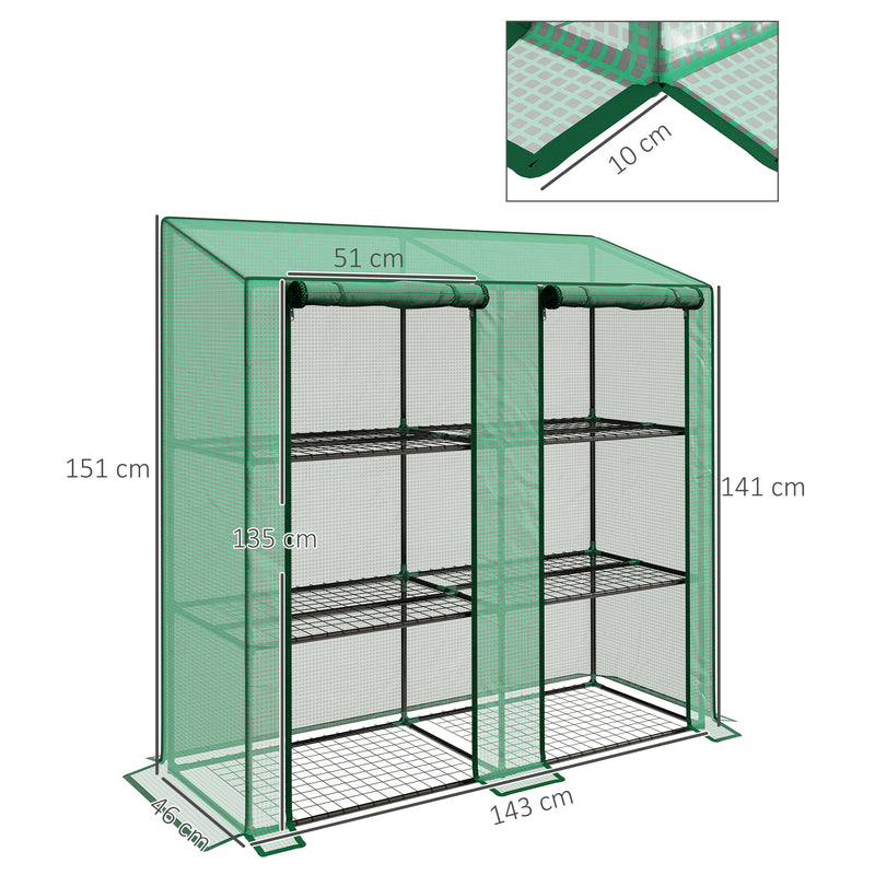 Three Tier Mini Greenhouse With Shelves For Patio Or Balcony Planting Green AOSOM