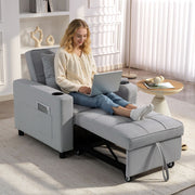 3 in 1 Convertible Single Sofa Chair Bed Ideal for Guest Rooms and Small Spaces Light Grey