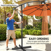 3m Orange Cantilever Parasol with Cross Base for Unobstructed Garden Shade Outsunny