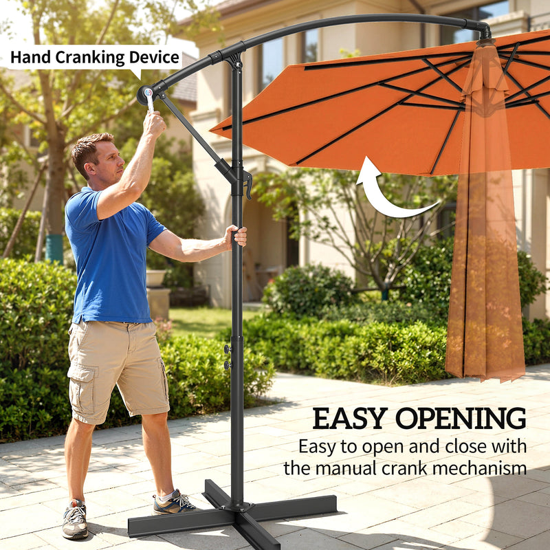 3m Orange Cantilever Parasol with Cross Base for Unobstructed Garden Shade Outsunny