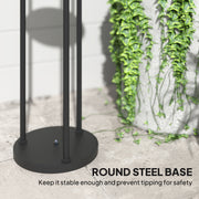 Solar Garden Floor Lamp with Hand Woven Rattan Shade for Outdoor Lighting Black Grey Outsunny