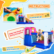 5 in 1 Kids Bouncy Castle with Slide and Blower for Outdoor Play Ages 3 to 8 Multicoloured AOSOM