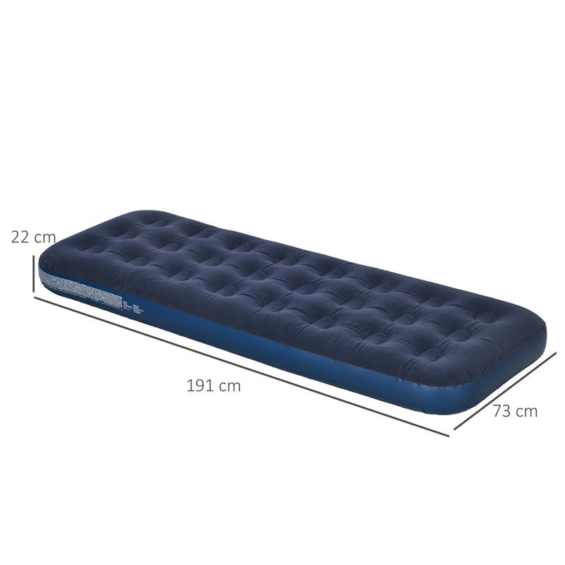 Single Inflatable Camping Mattress with Hand Pump for Comfortable Outdoor Sleep Blue