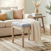 Cushioned Bench with Vintage Style for Extra Seating or Footrest Light Grey Cream AOSOM
