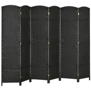 6 Panel Folding Room Divider Freestanding Privacy Screen for Home or Office Use Black AOSOM