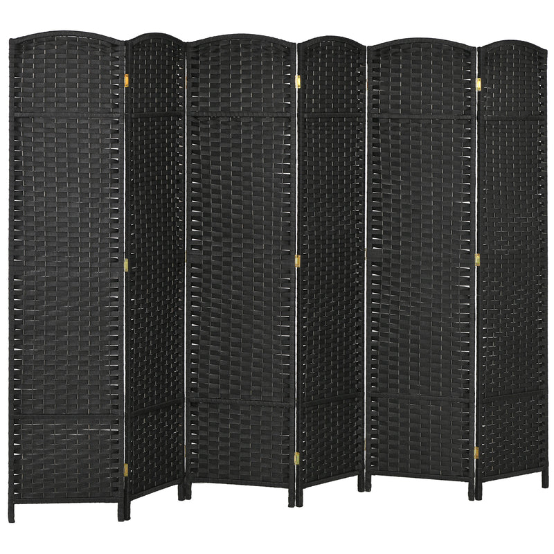 6 Panel Folding Room Divider Freestanding Privacy Screen for Home or Office Use Black AOSOM