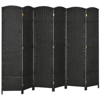 6 Panel Folding Room Divider Freestanding Privacy Screen for Home or Office Use Black AOSOM