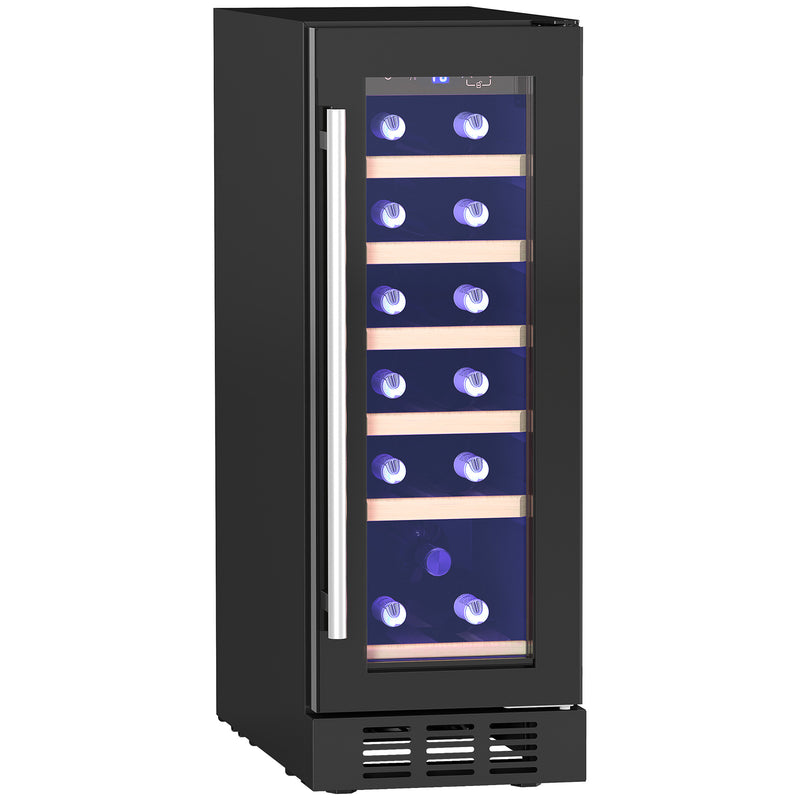 Black 19 Bottle Wine Fridge with Wooden Rack and Adjustable Temperature by HOMCOM