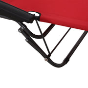 Set of 2 Folding Garden Sun Loungers with Reclining Backrest and Head Pillow Red AOSOM