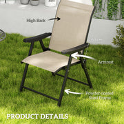 Set of Two Folding Outdoor Chairs Brown and Black Weather-Resistant by Outsunny