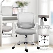 Home Office Chair and Computer Desk Set With Storage Shelf for Study or Work, White and Grey