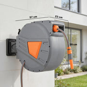 Retractable Garden Hose Reel With 30m Hose for Easy Watering and Cleaning Orange Outsunny
