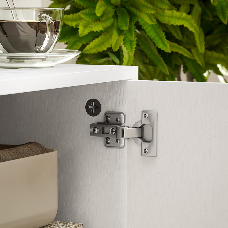 White TV Stand for TVs up to 55 Inches with Open Shelves and Cable Management