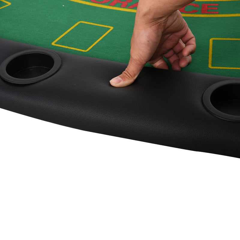 Folding Poker Table for 7 Players with Cup Holders and Padded Rails Green