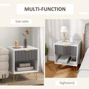 Modern Bedside Table With Drawer And Shelf Storage For Bedroom Organisation White AOSOM