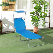 Bright Blue Sun Lounger with Adjustable Face Canopy by Outsunny