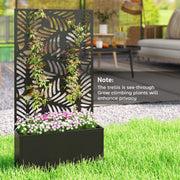 Metal Garden Planter with Trellis for Climbing Plants and Flowers Black Outsunny
