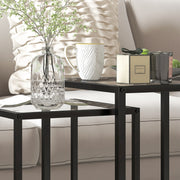 Set of 2 Black Nesting Tables with Tempered Glass Top and Steel Frame for Living Room by HOMCOM