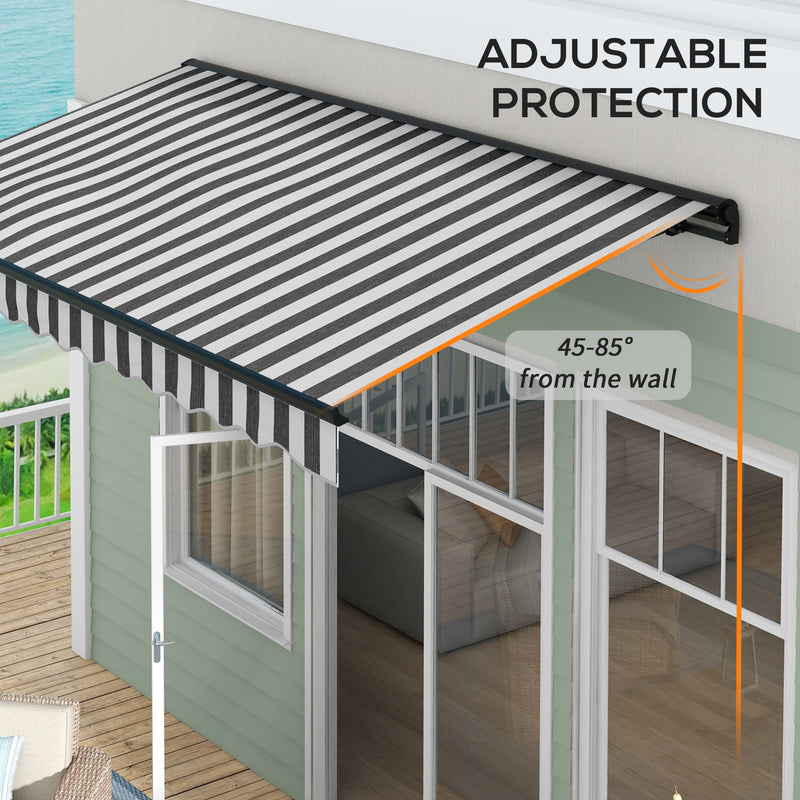 Grey and White Electric Patio Awning with Remote Control and Aluminium Frame 2.5 x 3.5m