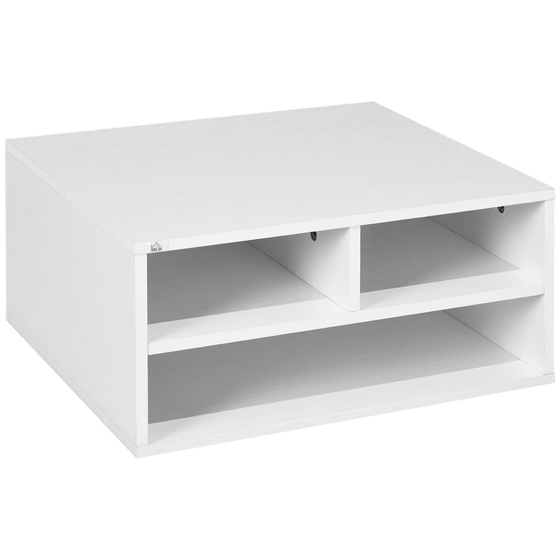 Three Compartment Printer Storage Cabinet With Adjustable Shelves For Home Office White AOSOM