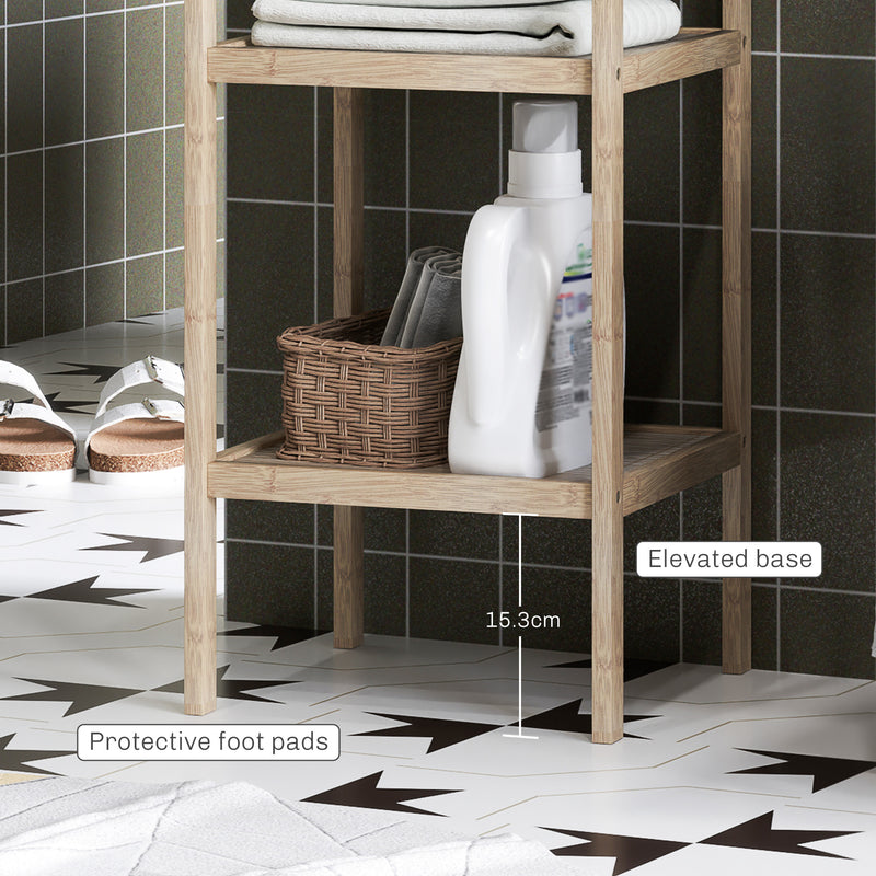 Four Tier Bamboo Bathroom Storage Shelf Natural Finish by HOMCOM
