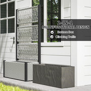 Grey Wooden Garden Planter Box with Trellis for Climbing Plants and Flowers by Outsunny