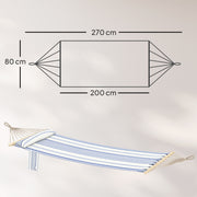 Garden Hammock with Headrest and Side Pocket for Outdoor Relaxation Blue and White Outsunny