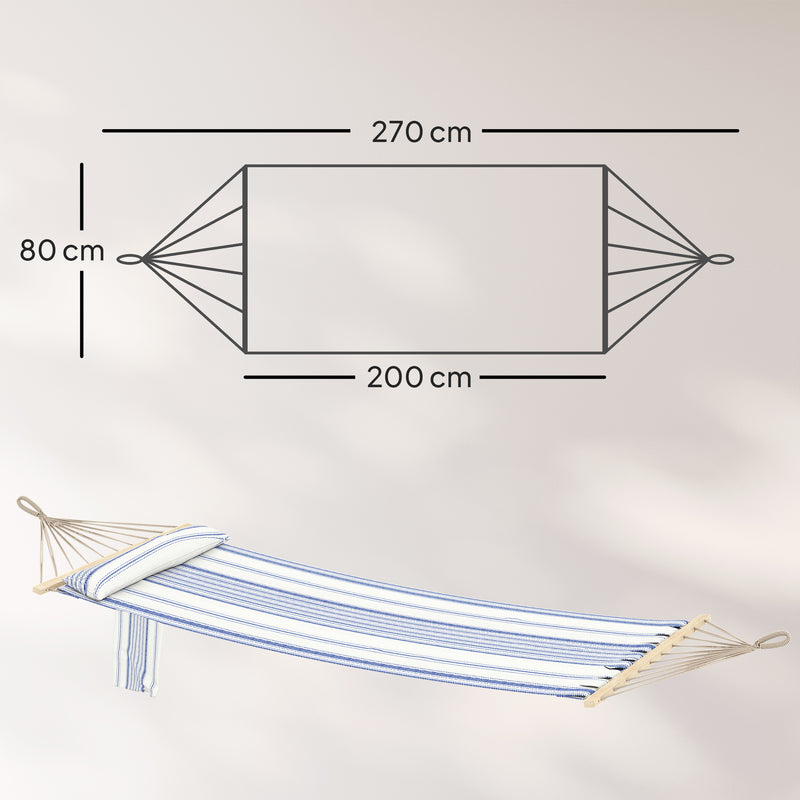 Garden Hammock with Headrest and Side Pocket for Outdoor Relaxation Blue and White Outsunny
