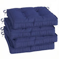 Garden Chair Cushions Set of 4 with Extra Padding and Tie Fastenings Dark Blue Outsunny