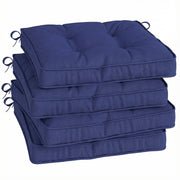 Garden Chair Cushions Set of 4 with Extra Padding and Tie Fastenings Dark Blue Outsunny