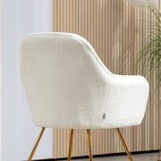 Set of Two Cream Sherpa Fleece Dining Chairs with Gold Legs by HOMCOM