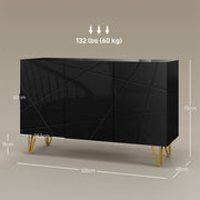 High Gloss Sideboard Cabinet with Hairpin Legs for Modern Living Rooms Black