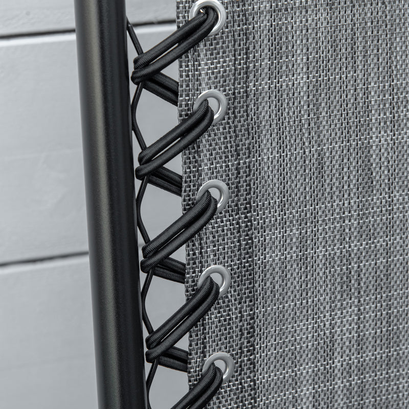 Set of 6 Grey Folding Garden Chairs with Armrests and Mesh Seats for Patio or Camping