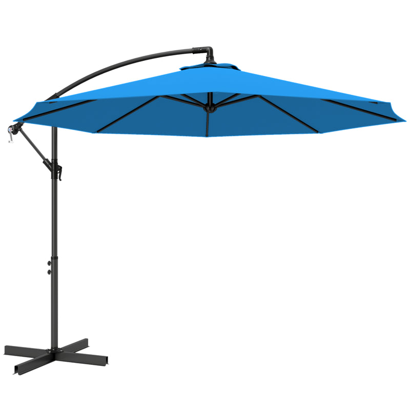 Cantilever Garden Parasol with Adjustable Shade and Overhanging Design 2.95m, Blue