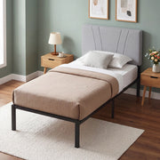 Single Bed Frame with Padded Headboard and 26 cm Underbed Storage Space Black Homcom