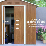 Brown Wood Effect 6.5 x 3.5ft Metal Garden Storage Shed No Window, Weather-Resistant by Outsunny
