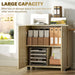 Two Tier Lockable Office Storage Cabinet Oak Finish by Vinsetto
