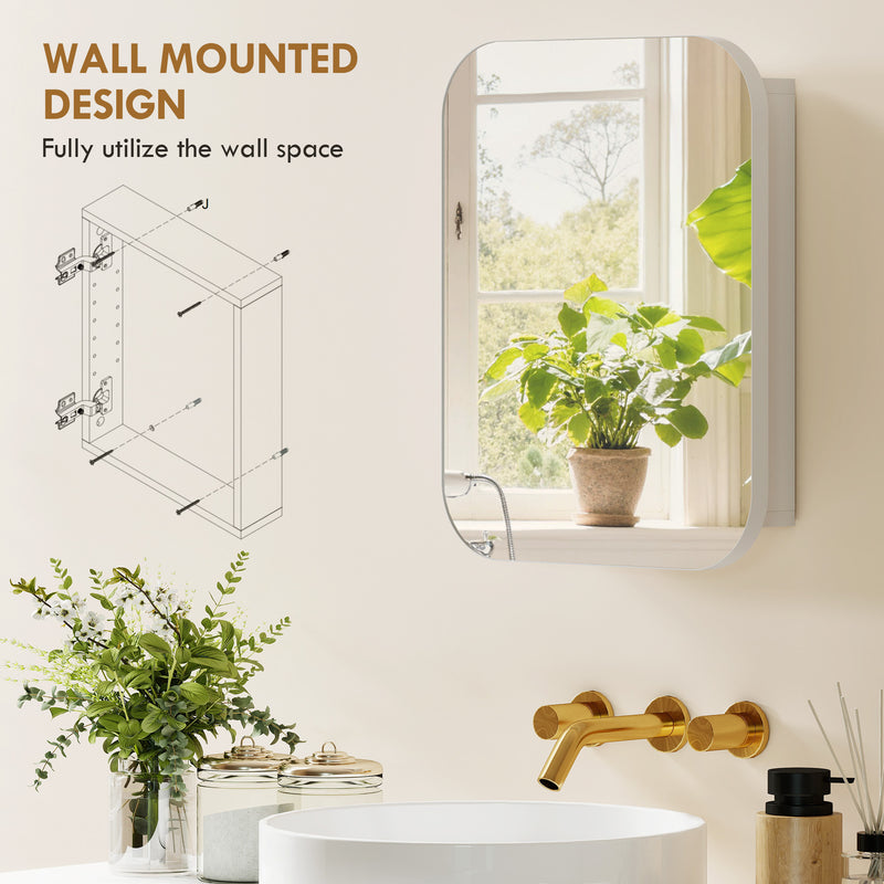Bathroom Wall Cabinet with Mirror and Adjustable Shelves for Organised Storage White