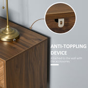 Set of 2 Modern Bedside Tables with Drawers and Metal Legs for Bedroom Walnut Brown