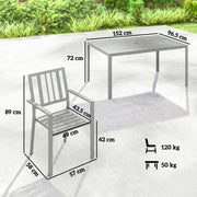6 Seater Garden Table and Chairs With Large Rectangular Table and Stackable Chairs Light Grey Outsunny